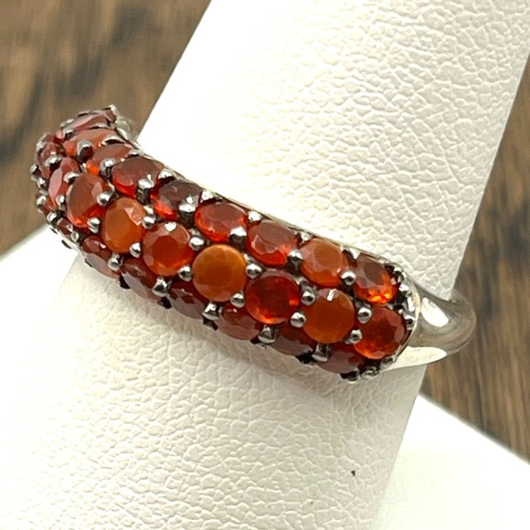 Designer DJoy 925 Sterling Silver Round Garnet Stackable Anniversary Band Ring - Picture 4 of 12